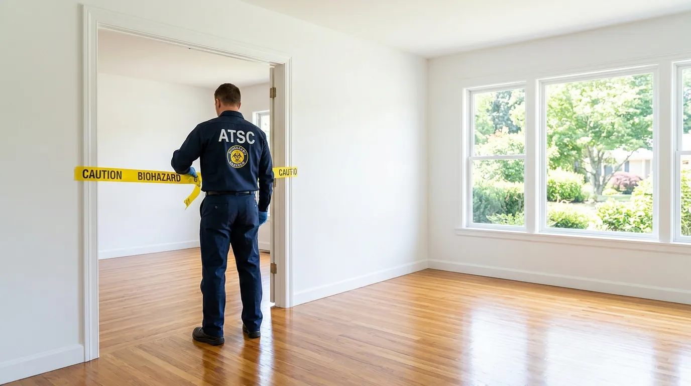 Certified biohazard cleanup crew performing Trauma Scene Cleanup in St. Louis